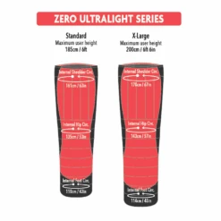 Mont ZERO UL 140g XL 1000+FP 1/2 Zip -Outdoor Equipment Store Mont Zero UL dimensions